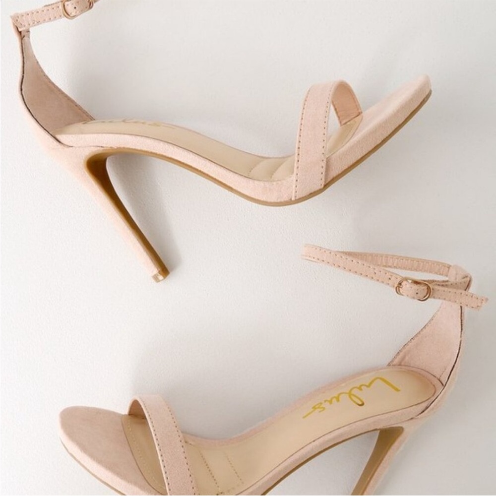 Lulus Loveliness Blush Suede Ankle Strap Heels